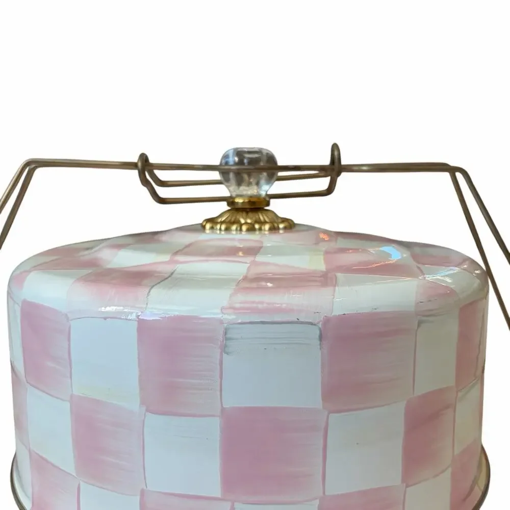 NEW MacKenzie-Childs Rosy Check Cake Carrier in Original Box